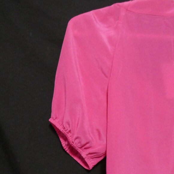 BANANA REPUBLIC | xs, extra small | Silk Hot Pink Puff Sleeve Blouse | NWT - Picture 12 of 15